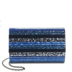 Kurt Geiger London Stripe Envelope Clutch Navy NWT